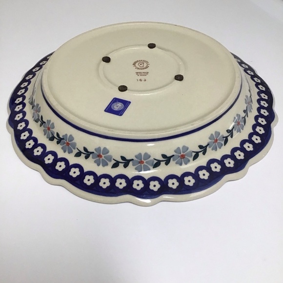Polish Pottery Daisy Cobalt Blue Bake Serve Dish 13.25” SIGNED Wolak Boleslawiec - Picture 8 of 16